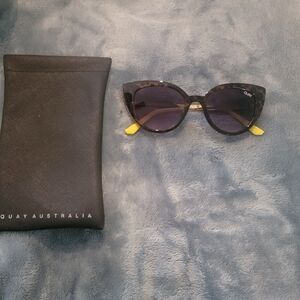 Quay Australia Sunglasses with Black Frame and Yellow Tips